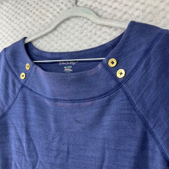 Lilly Pulitzer Cassie Knit Dress Gold Button‎ Detail 100% Cotton Casual Comfy XS - Picture 7 of 8